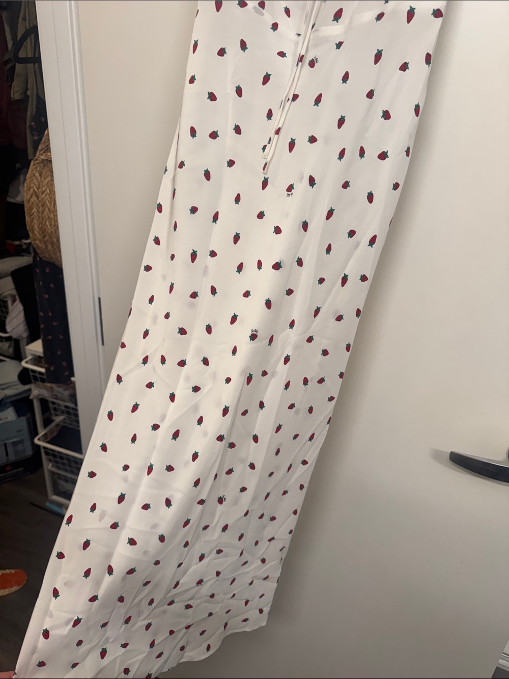 Reformation Par White Midi Dress with Red Strawberry Print - Picture 5 of 5